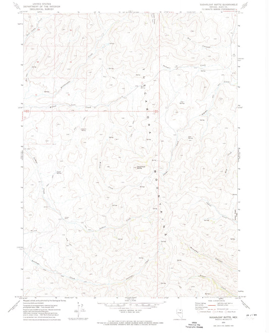Classic USGS Sugarloaf Butte Nevada 7.5'x7.5' Topo Map Image