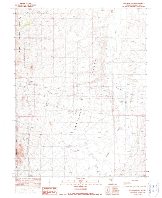 Classic USGS Sullivan Wash Nevada 7.5'x7.5' Topo Map Image