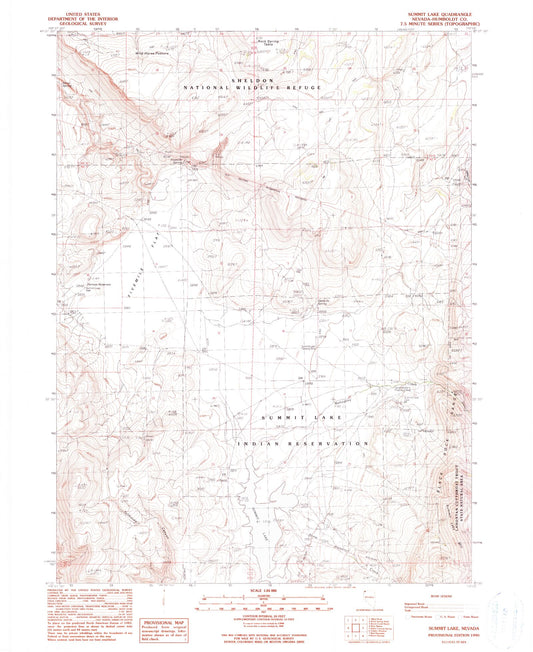 Classic USGS Summit Lake Nevada 7.5'x7.5' Topo Map Image