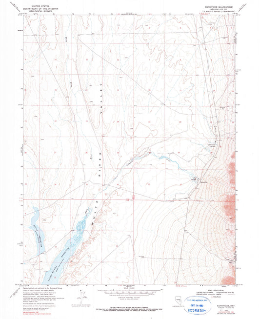 Classic USGS Sunnyside Nevada 7.5'x7.5' Topo Map Image