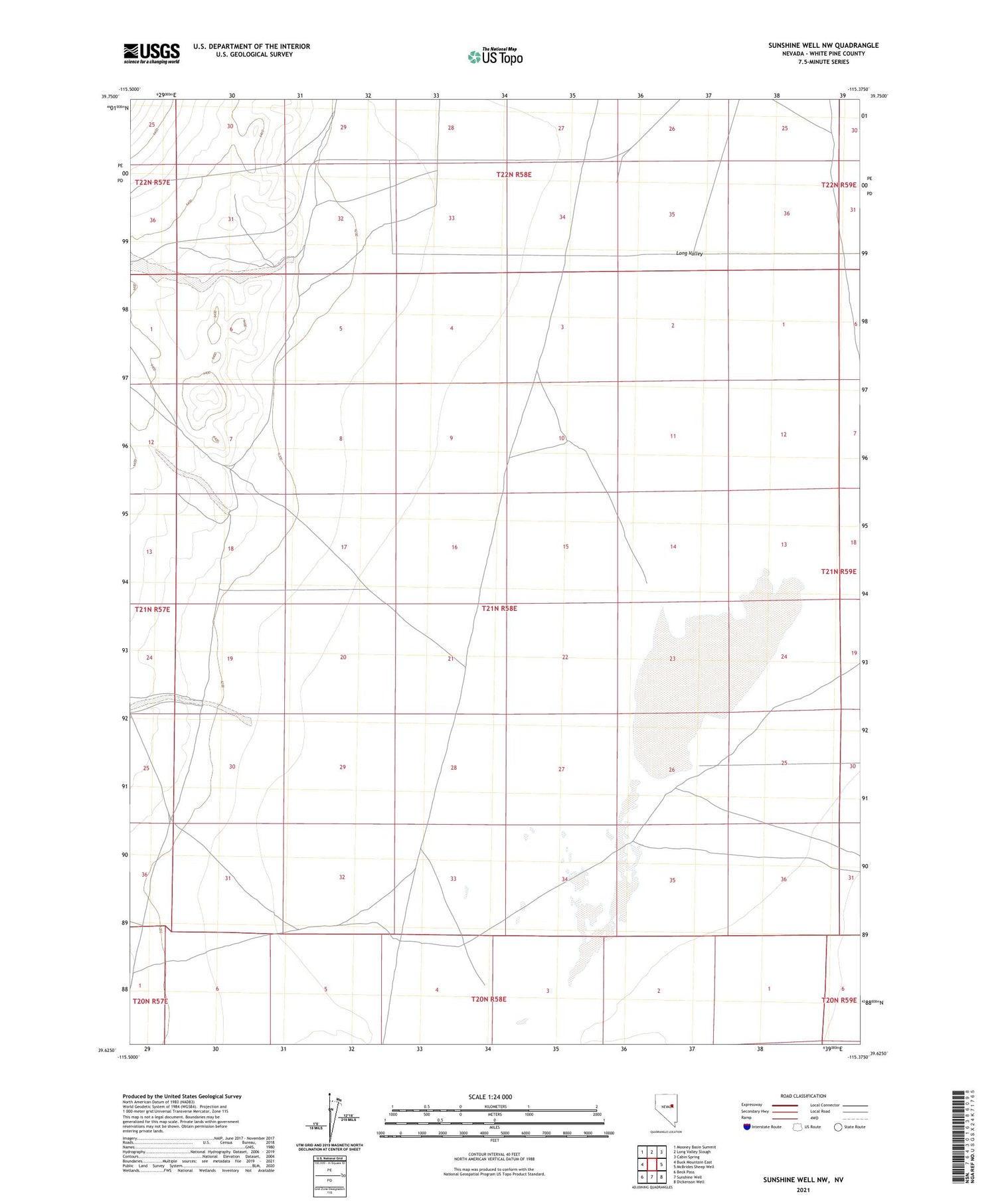 Sunshine Well NW Nevada US Topo Map Image