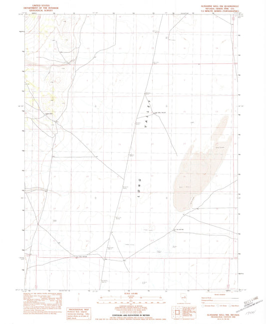 Classic USGS Sunshine Well NW Nevada 7.5'x7.5' Topo Map Image