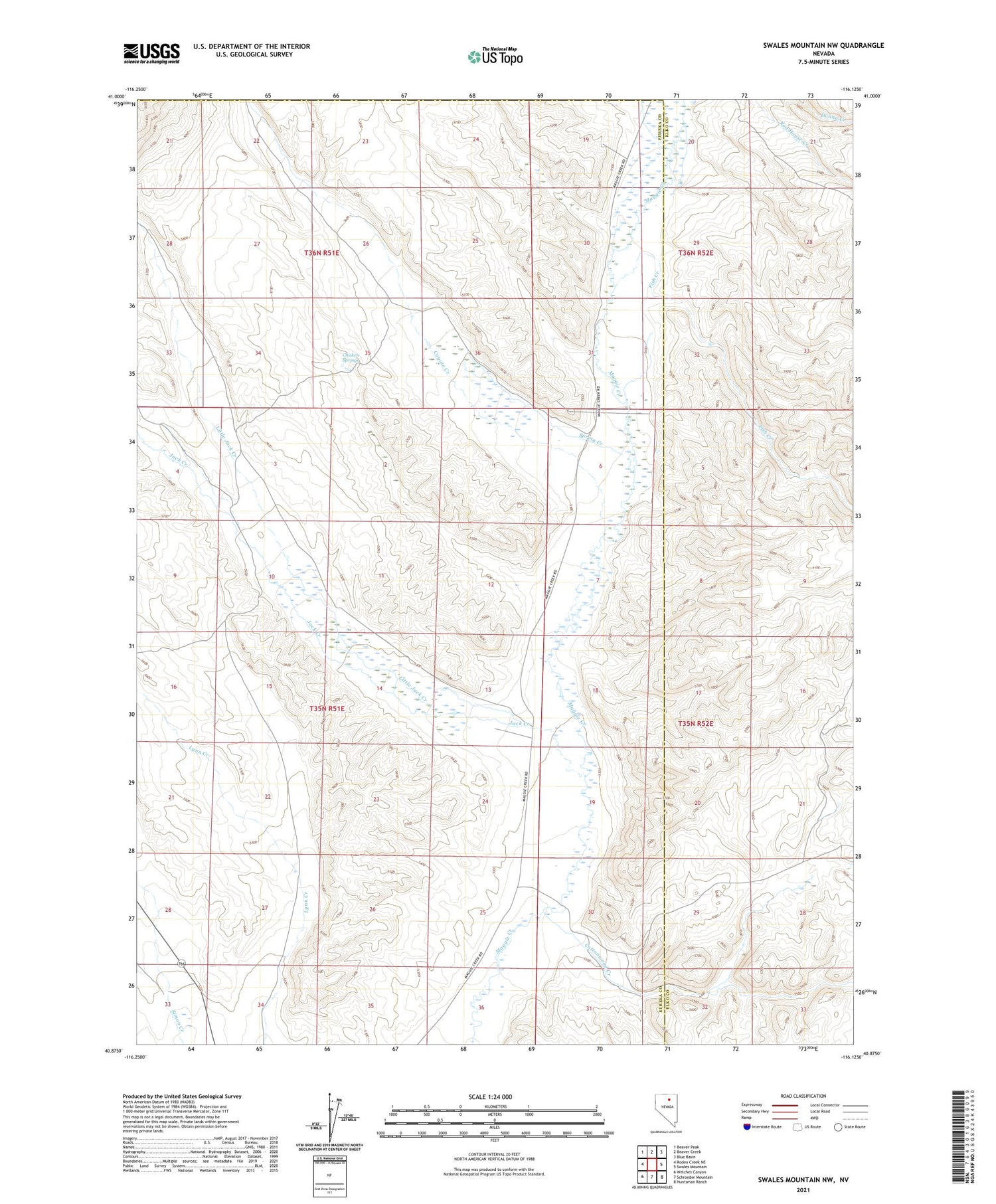 Swales Mountain NW Nevada US Topo Map Image