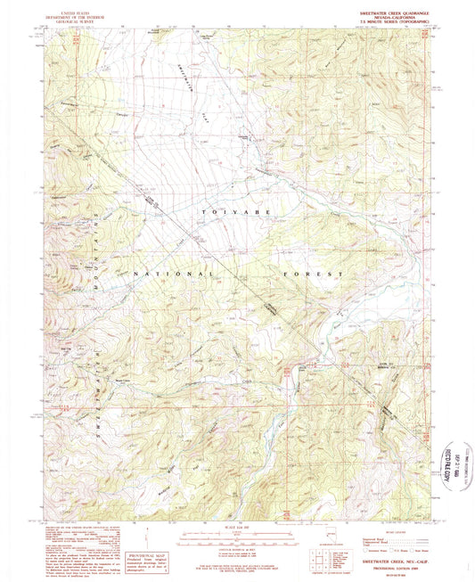Classic USGS Sweetwater Creek Nevada 7.5'x7.5' Topo Map Image
