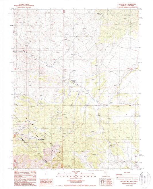 Classic USGS Sylvania Mountains Nevada 7.5'x7.5' Topo Map Image