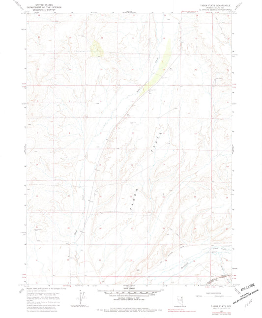 Classic USGS Tabor Flats Nevada 7.5'x7.5' Topo Map Image