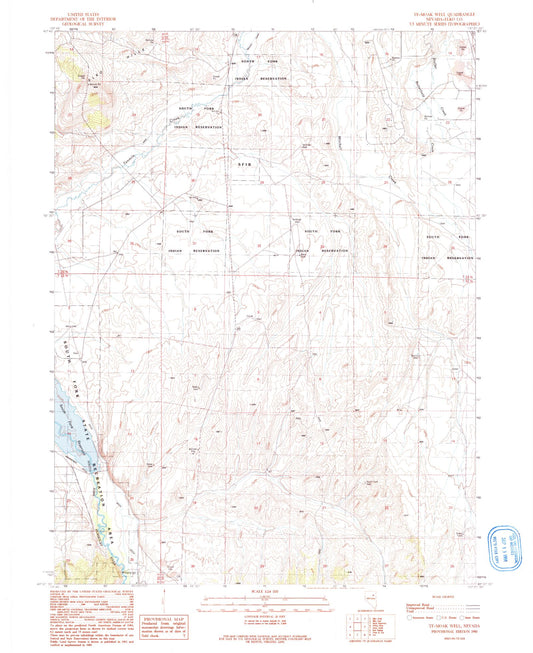 Classic USGS Te-Moak Well Nevada 7.5'x7.5' Topo Map Image