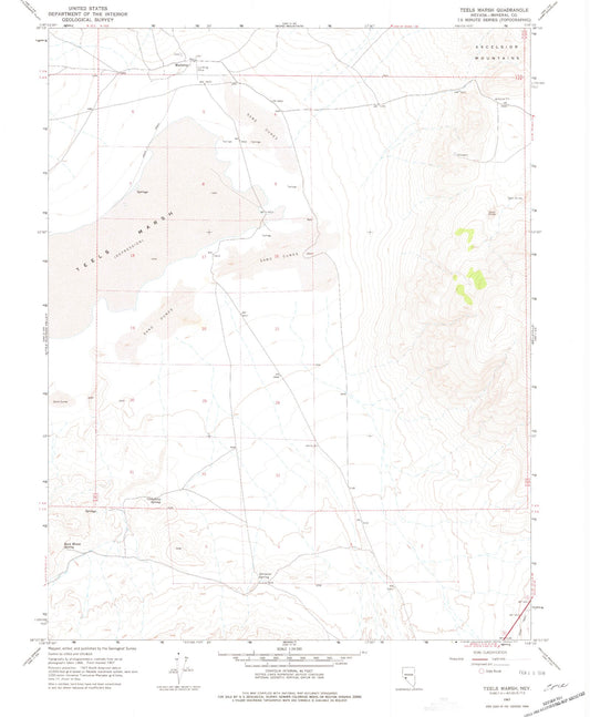 Classic USGS Teels Marsh Nevada 7.5'x7.5' Topo Map Image