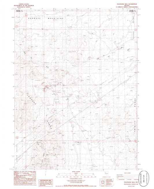 Classic USGS Telephone Well Nevada 7.5'x7.5' Topo Map Image