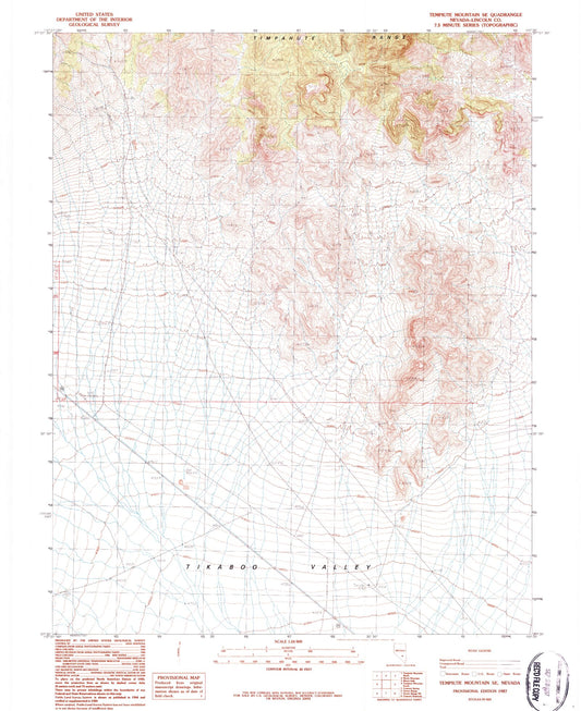 Classic USGS Tempiute Mountain SE Nevada 7.5'x7.5' Topo Map Image