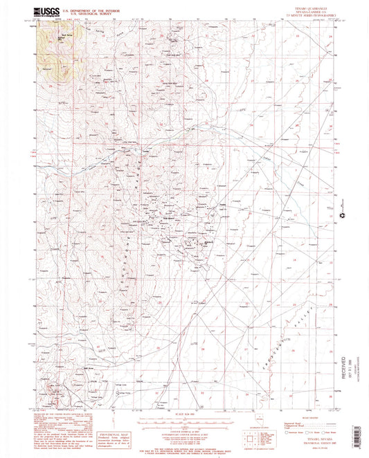 Classic USGS Tenabo Nevada 7.5'x7.5' Topo Map Image