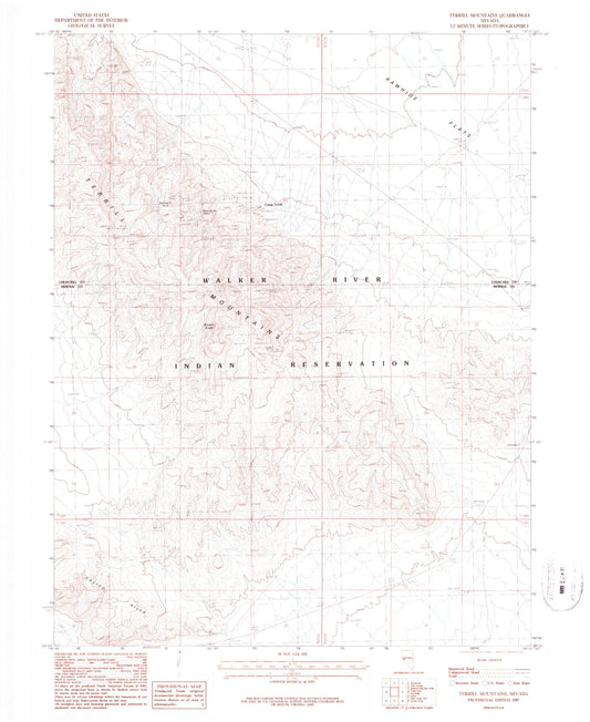 Classic USGS Terrill Mountains Nevada 7.5'x7.5' Topo Map Image