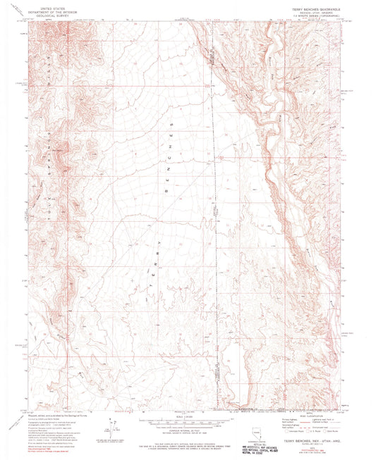 Classic USGS Terry Benches Nevada 7.5'x7.5' Topo Map Image