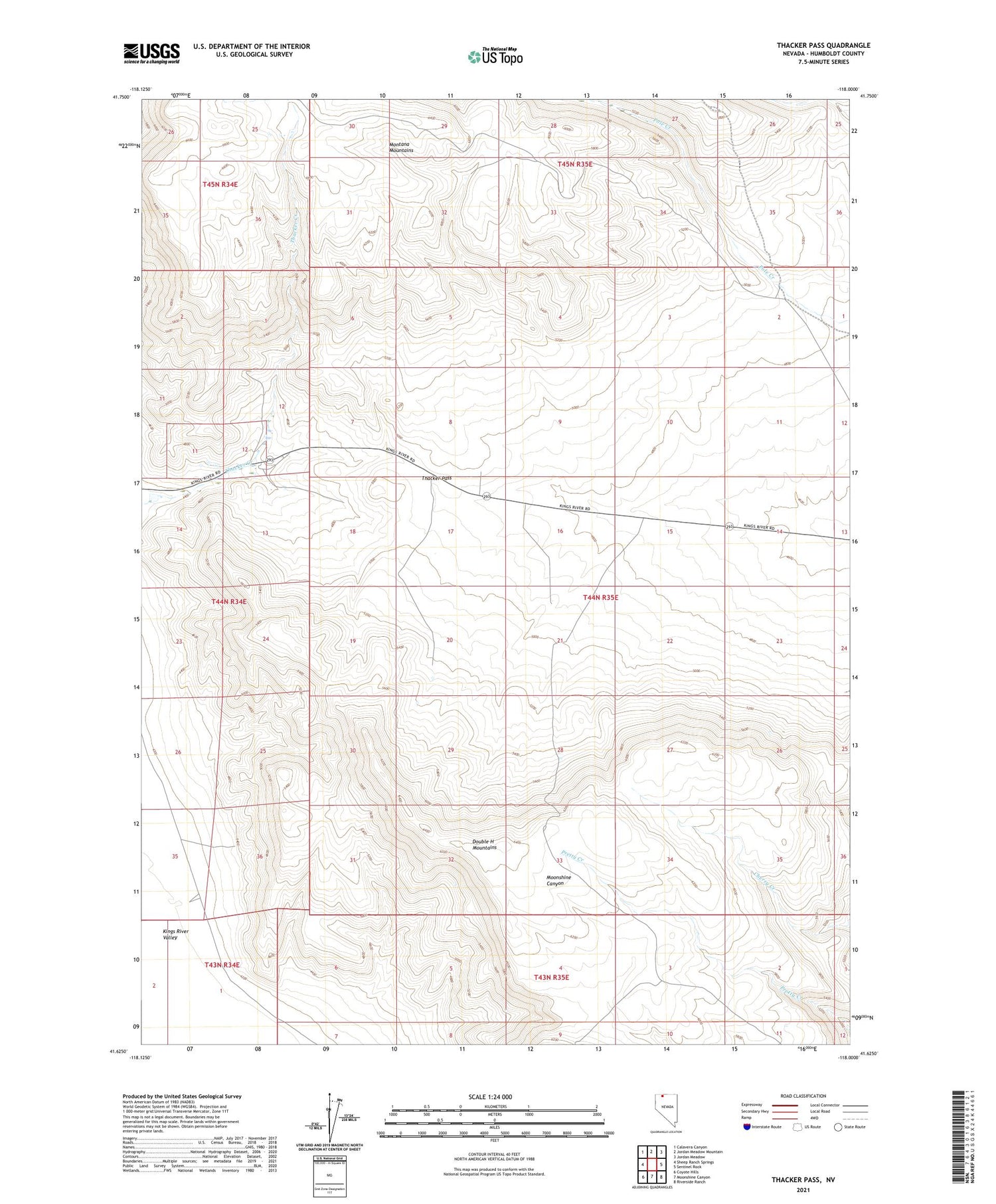 Thacker Pass Nevada US Topo Map Image