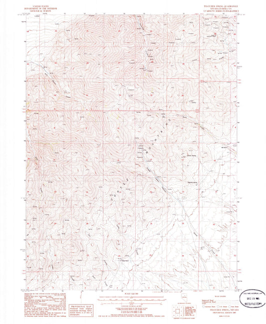 Classic USGS Thatcher Spring Nevada 7.5'x7.5' Topo Map Image