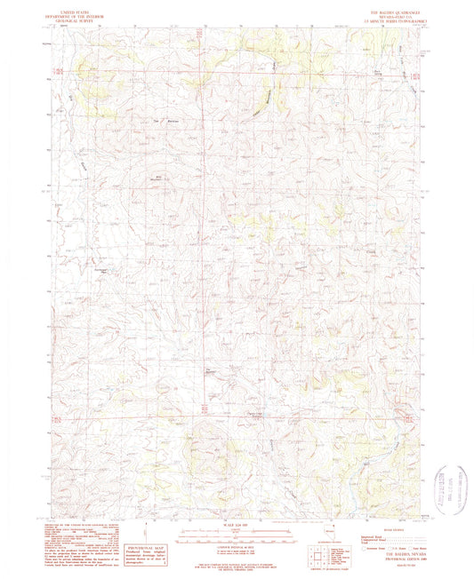 Classic USGS The Baldies Nevada 7.5'x7.5' Topo Map Image