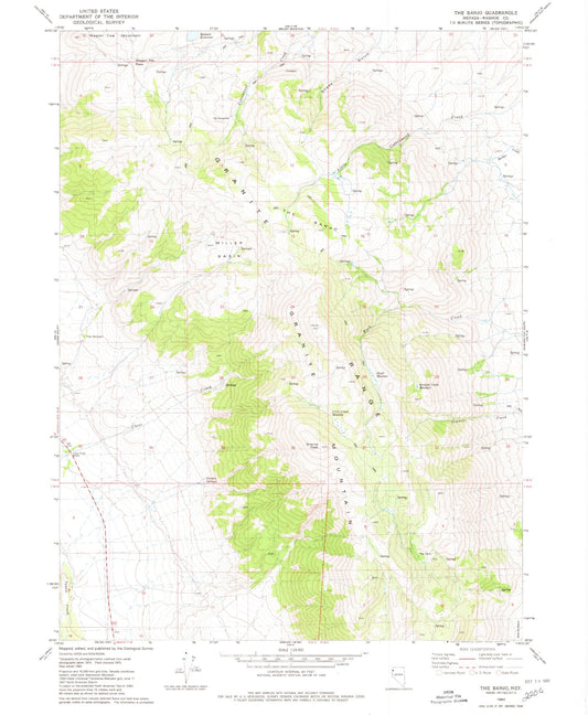Classic USGS The Banjo Nevada 7.5'x7.5' Topo Map Image