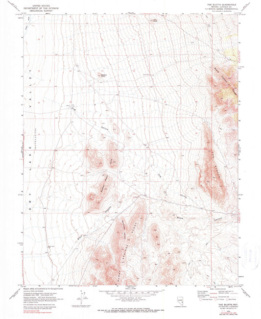 Classic USGS The Bluffs Nevada 7.5'x7.5' Topo Map Image