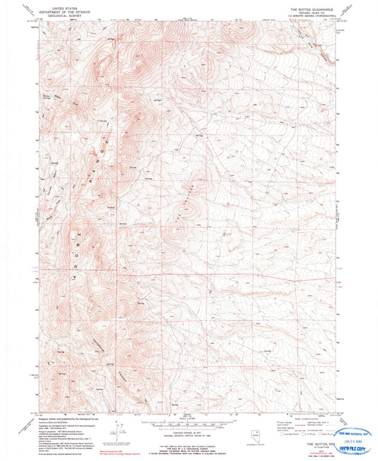 Classic USGS The Buttes Nevada 7.5'x7.5' Topo Map Image