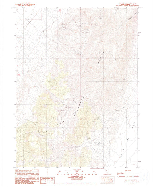 Classic USGS The Cedars Nevada 7.5'x7.5' Topo Map Image