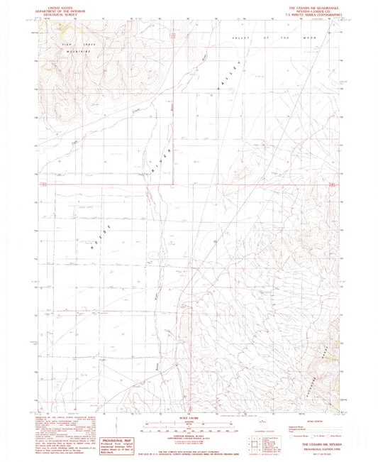 Classic USGS The Cedars SW Nevada 7.5'x7.5' Topo Map Image