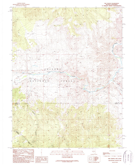 Classic USGS The Elbow Nevada 7.5'x7.5' Topo Map Image