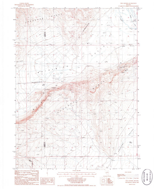 Classic USGS The Geysers Nevada 7.5'x7.5' Topo Map Image