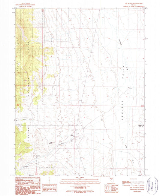 Classic USGS The Monitor Nevada 7.5'x7.5' Topo Map Image