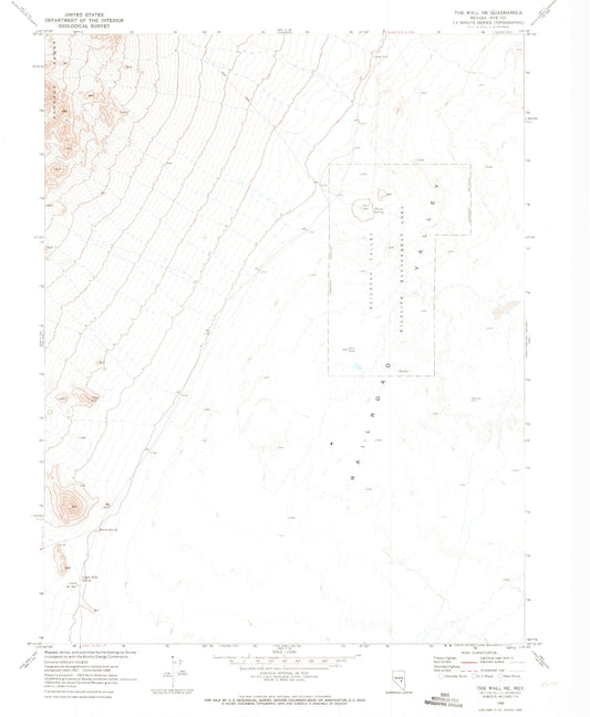 Classic USGS The Wall NE Nevada 7.5'x7.5' Topo Map Image