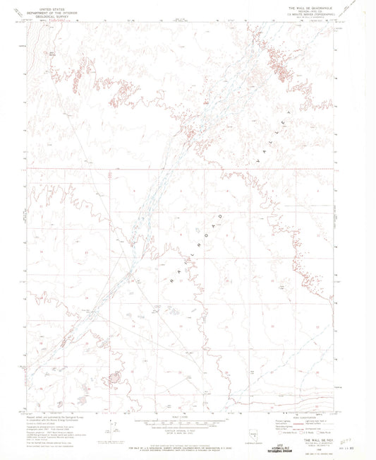 Classic USGS The Wall SE Nevada 7.5'x7.5' Topo Map Image