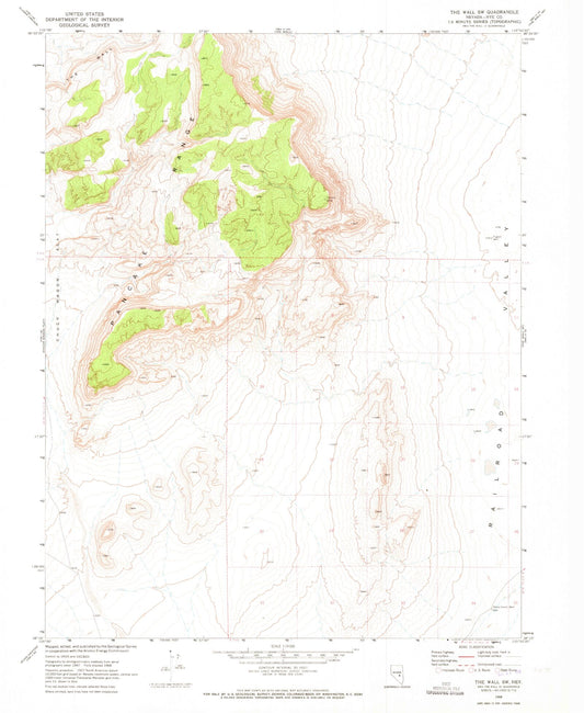 Classic USGS The Wall SW Nevada 7.5'x7.5' Topo Map Image