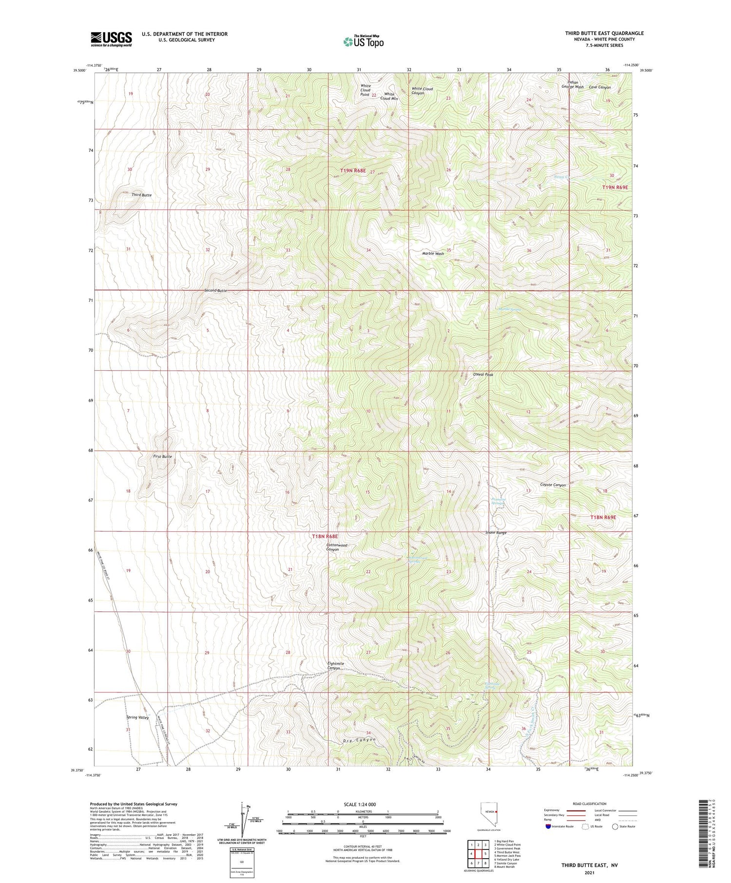 Third Butte East Nevada US Topo Map Image