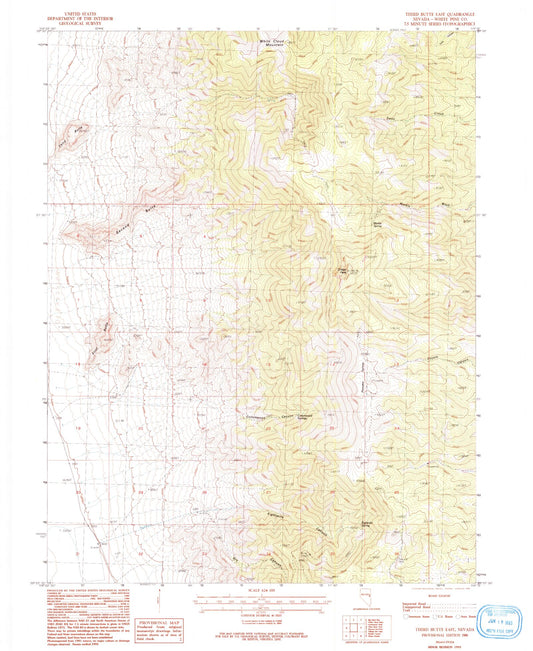 Classic USGS Third Butte East Nevada 7.5'x7.5' Topo Map Image