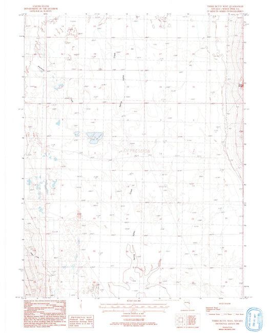 Classic USGS Third Butte West Nevada 7.5'x7.5' Topo Map Image