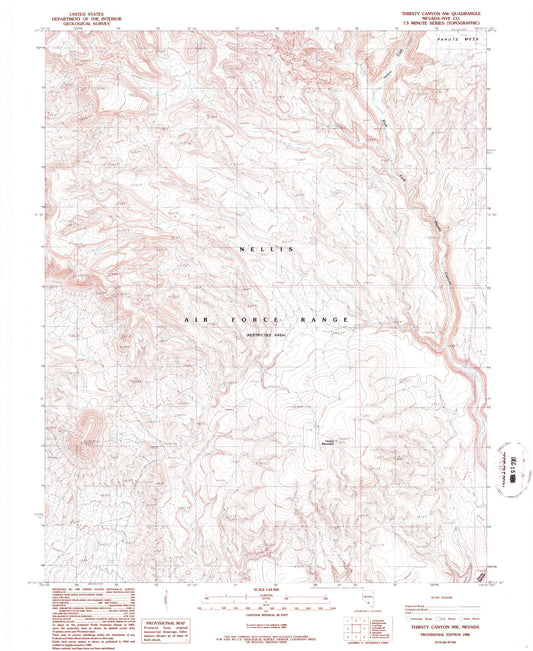 Classic USGS Thirsty Canyon NW Nevada 7.5'x7.5' Topo Map Image