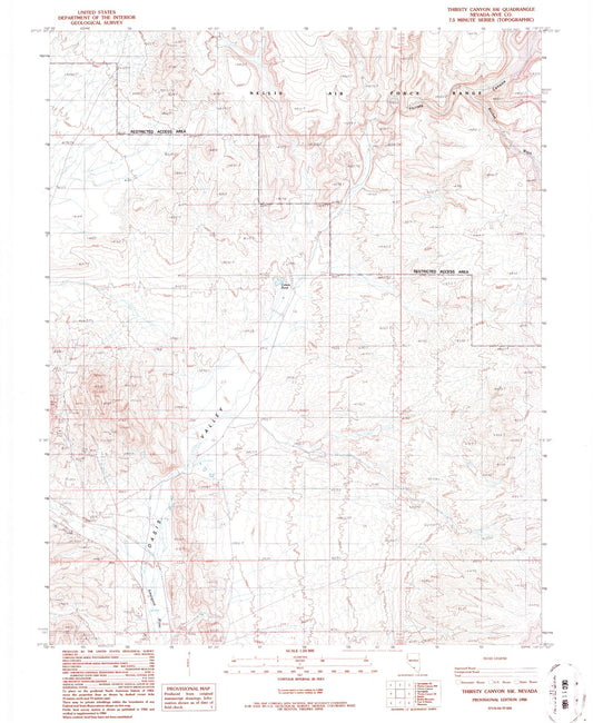 Classic USGS Thirsty Canyon SW Nevada 7.5'x7.5' Topo Map Image