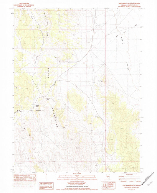 Classic USGS Thirtymile Ranch Nevada 7.5'x7.5' Topo Map Image