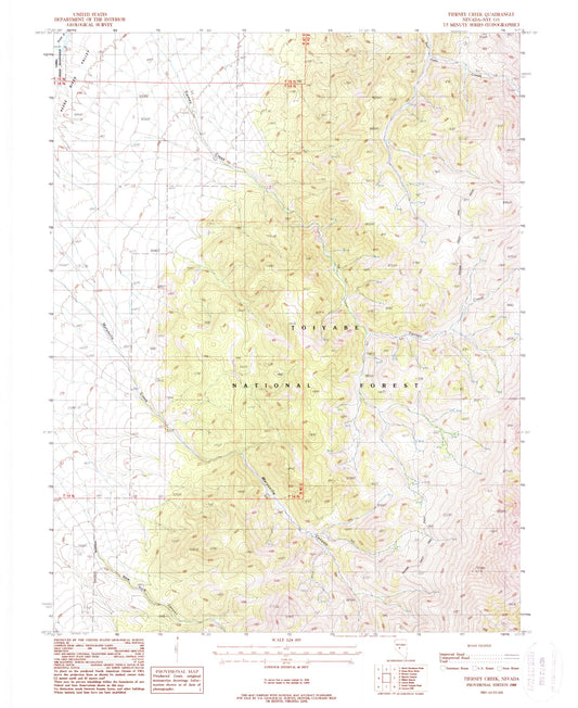 Classic USGS Tierney Creek Nevada 7.5'x7.5' Topo Map Image