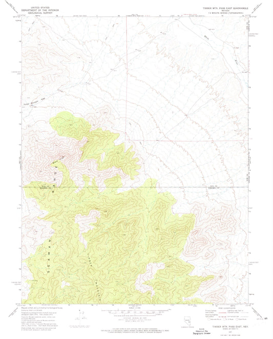 Classic USGS Timber Mountain Pass East Nevada 7.5'x7.5' Topo Map Image