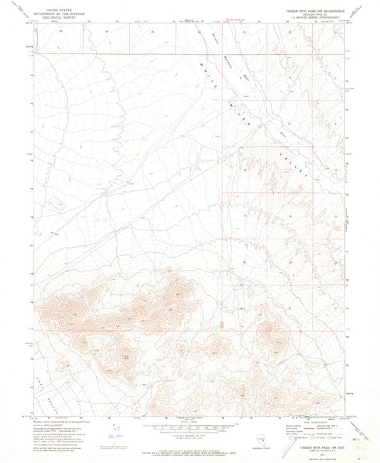 Classic USGS Timber Mountain Pass NW Nevada 7.5'x7.5' Topo Map Image