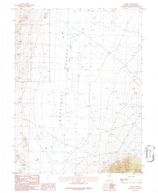 Classic USGS Tippett Nevada 7.5'x7.5' Topo Map Image