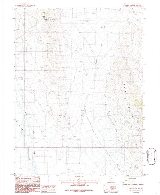 Classic USGS Tippett Pass Nevada 7.5'x7.5' Topo Map Image