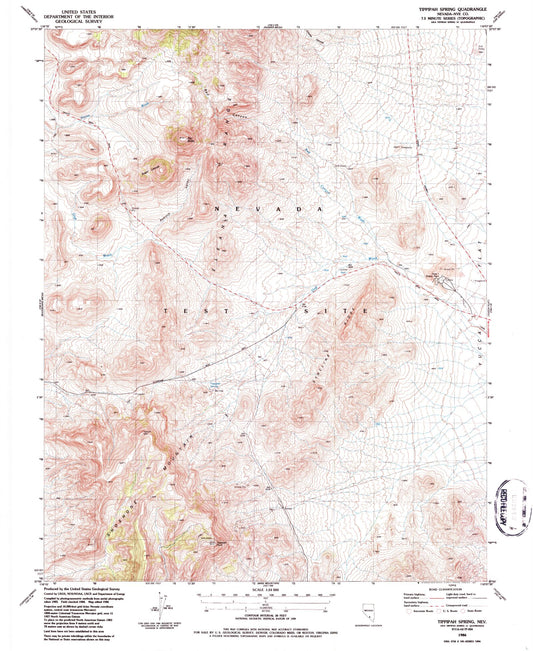 Classic USGS Tippipah Spring Nevada 7.5'x7.5' Topo Map Image