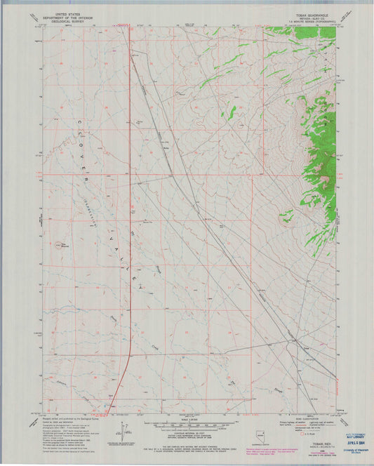 Classic USGS Tobar Nevada 7.5'x7.5' Topo Map Image