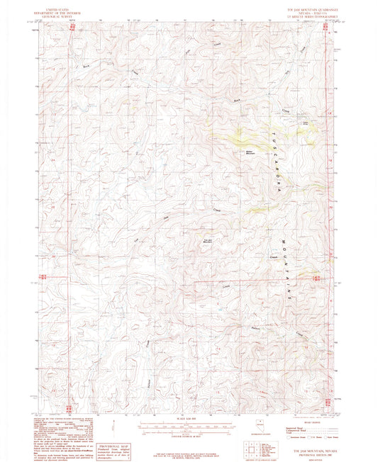 Classic USGS Toe Jam Mountain Nevada 7.5'x7.5' Topo Map Image