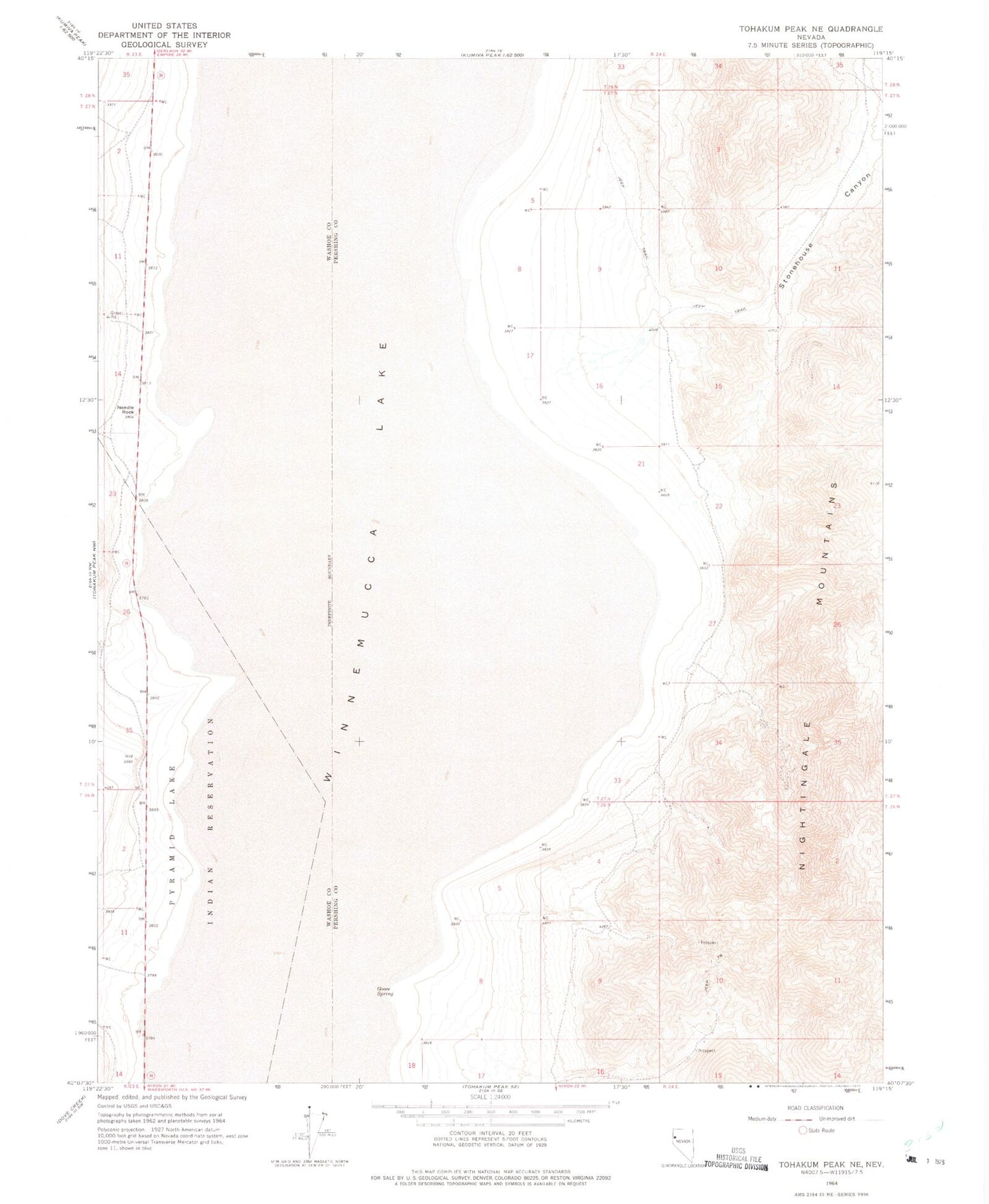 Classic USGS Tohakum Peak NE Nevada 7.5'x7.5' Topo Map Image