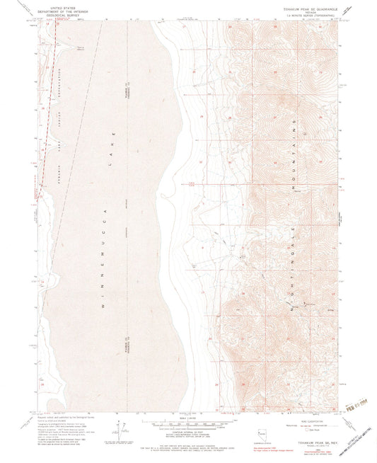 Classic USGS Tohakum Peak SE Nevada 7.5'x7.5' Topo Map Image