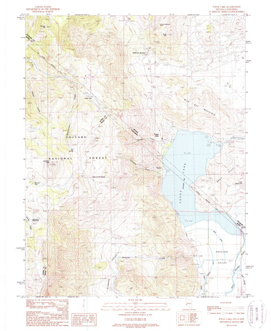 Classic USGS Topaz Lake Nevada 7.5'x7.5' Topo Map Image