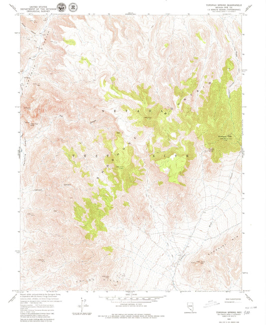 Classic USGS Topopah Spring Nevada 7.5'x7.5' Topo Map Image