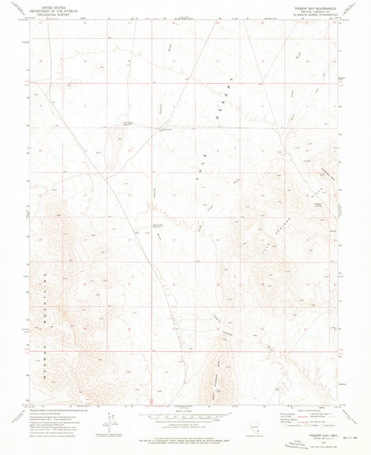 Classic USGS Toquop Gap Nevada 7.5'x7.5' Topo Map Image